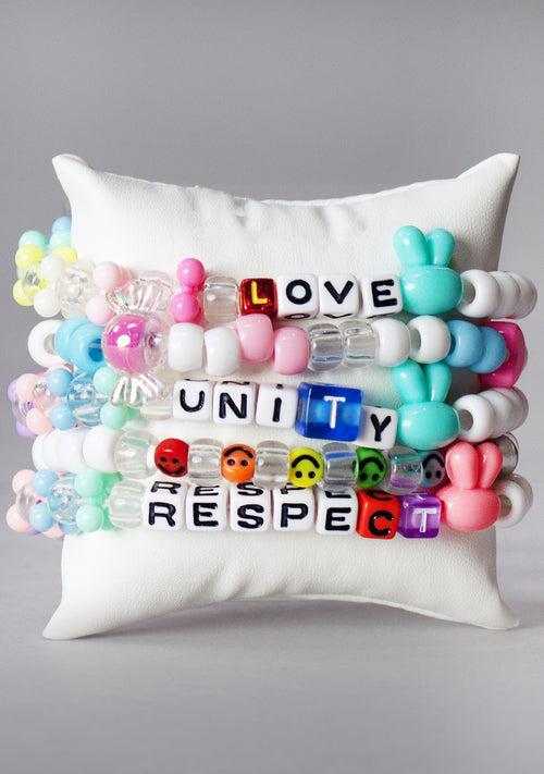Love Unity Respect 5PC Stacked Rave Kandi Bracelet