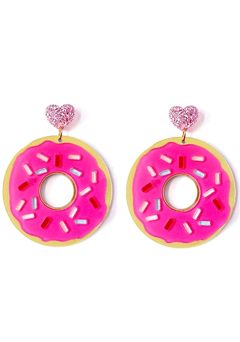 Pink Sprinkles Donut Resin Earring
