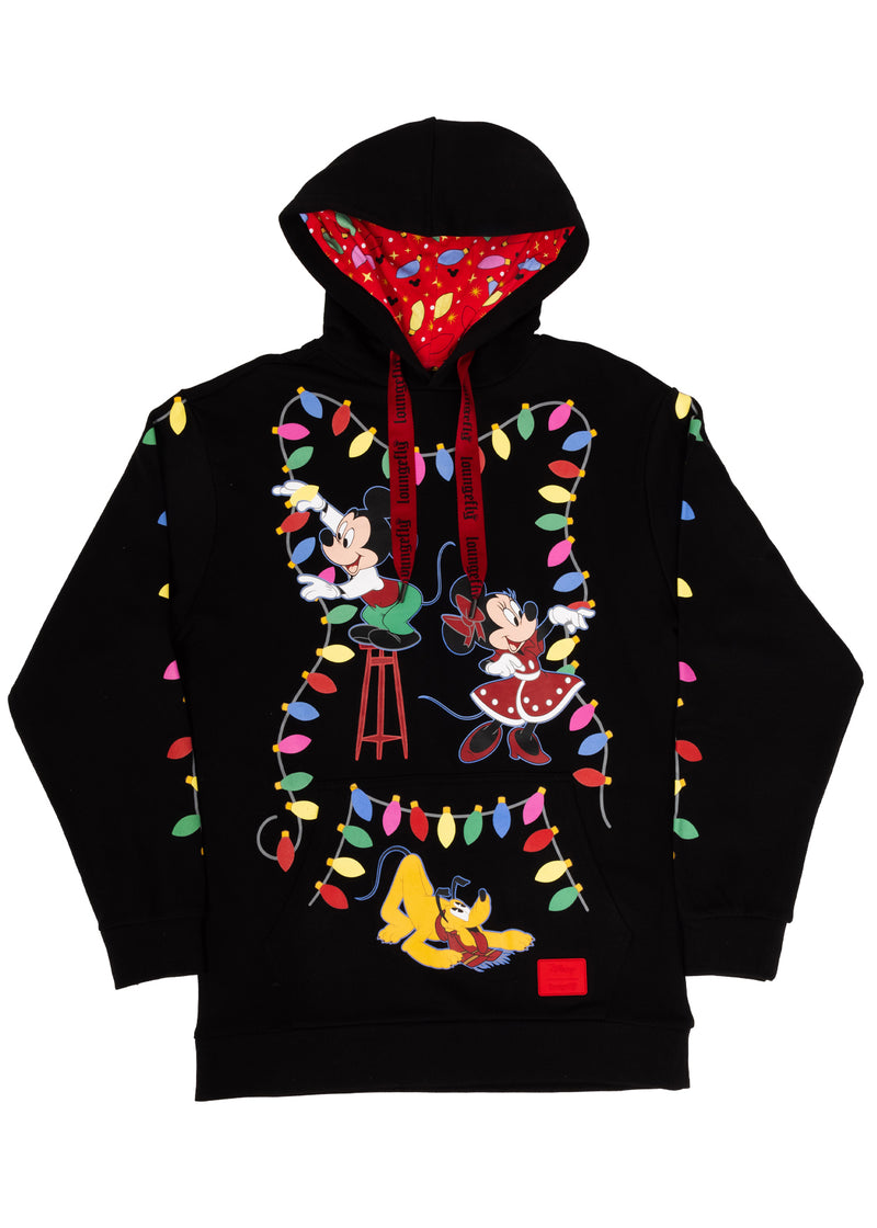 Disney Mickey & Friends Holiday String Lights Glow Unisex Hoodie