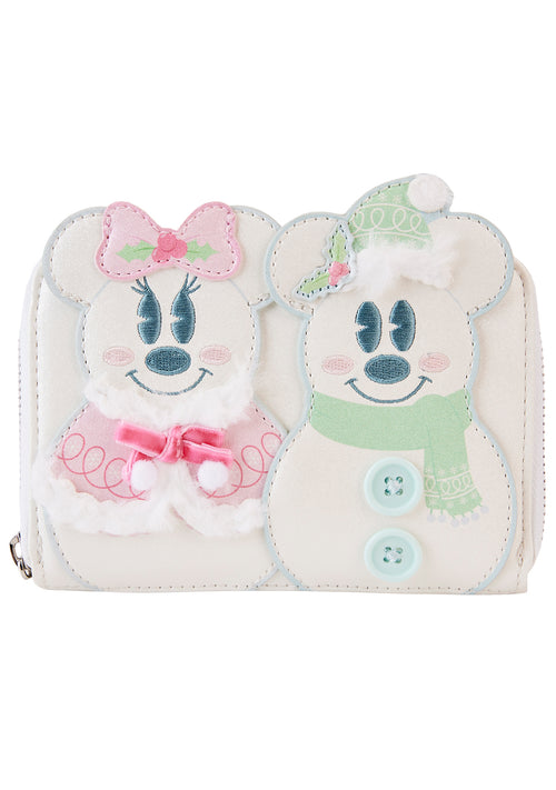 Disney Mickey & Minnie Pastel Snowman Zip Around Wallet