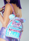  Disney Planet Minnie UV Reactive Pink Iridescent Sequin Mini Backpack
