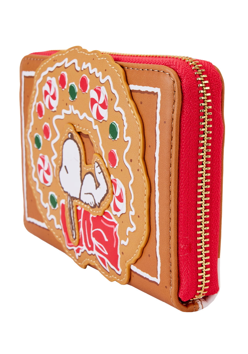 Loungefly X Peanuts Snoopy Gingerbread Wreath Zip Around Wallet