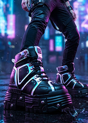 THICC | PSYNXX Cyberpunk Tech Faux Fur Black Green Oversized