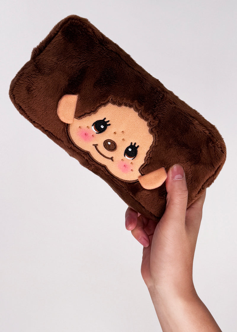 Monchhichi-Kun Face Plush Cosmetic Bag