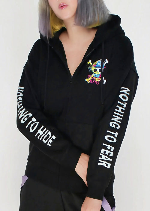 One Piece Luffy Skull Logo Anime Zip Up Hoodie