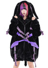 PSYNXX Cyberpunk Devil Ears Faux Fur Black Purple Oversized Jacket