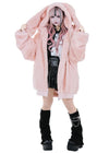 PSYNXX Bunny Ear Faux Fur Pink Oversized Jacket