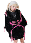 PSYNXX Cyberpunk Tech Faux Fur Black Pink Oversized Jacket