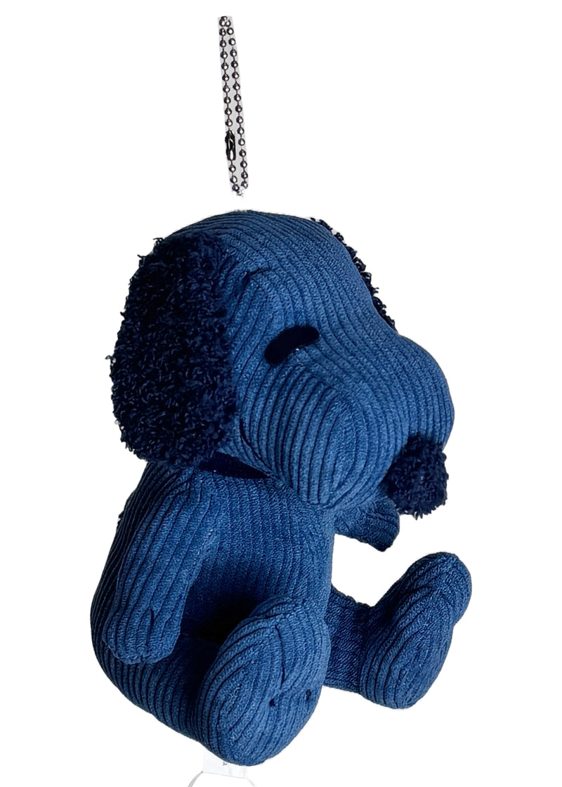 Peanuts Snoopy Navy Corduroy Plush Ball Chain Mascot Keychain