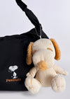 Peanuts Snoopy Beige Corduroy Plush Ball Chain Mascot Keychain