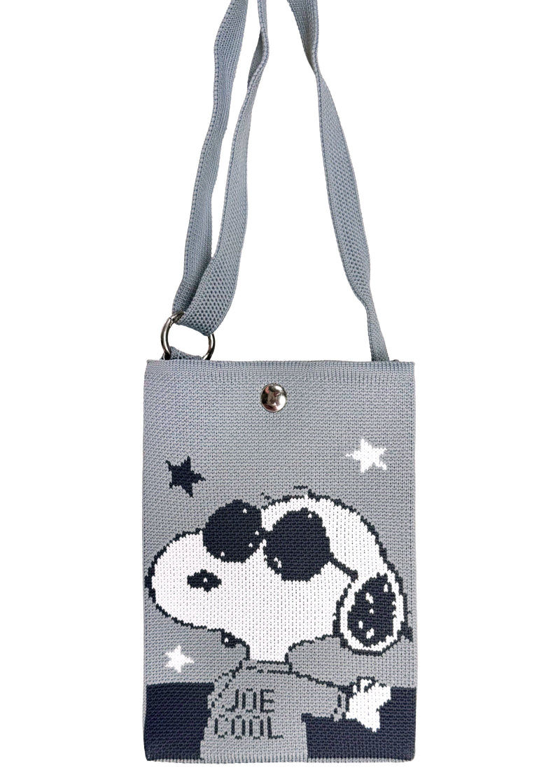 Peanuts Joe Cool Snoopy Knitted Grey Crossbody