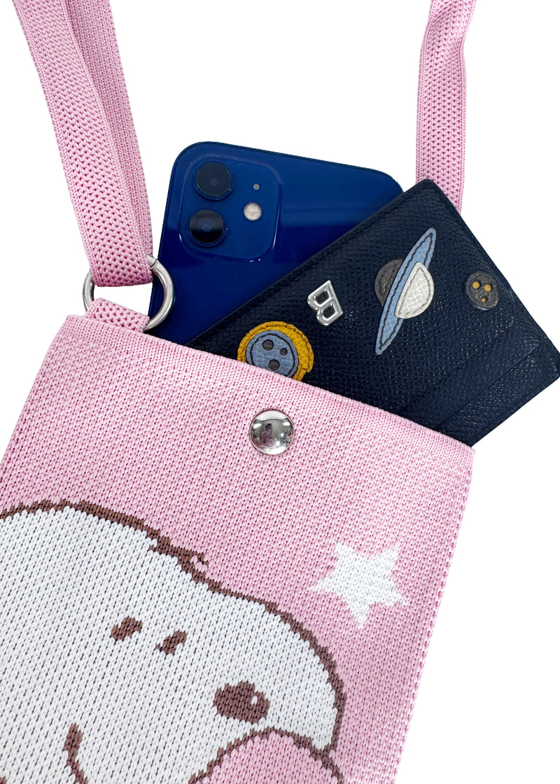 Peanuts Snoopy Loves Ice Cream Knitted Pink Crossbody
