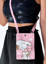 Peanuts Snoopy Loves Ice Cream Knitted Pink Crossbody