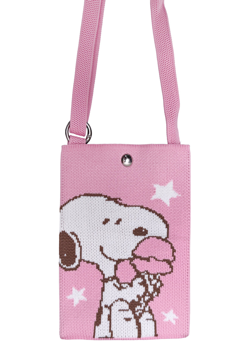 Peanuts Snoopy Loves Ice Cream Knitted Pink Crossbody