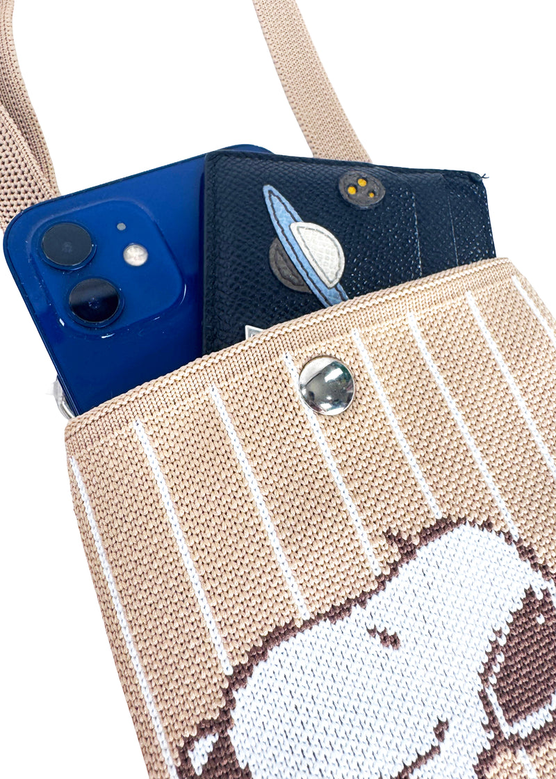 Peanuts Snoopy and Friends Knitted Brown Crossbody
