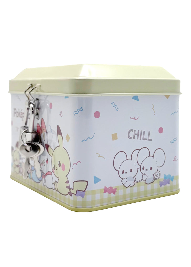 Pokemon Characters Kagitsuki Yellow Metal Piggy Bank with Lock & Key