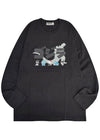 Sanrio x Godzilla Character Charcoal Long Sleeve Tee