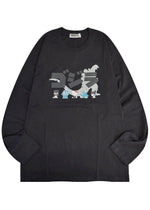 Sanrio x Godzilla Character Charcoal Long Sleeve Tee