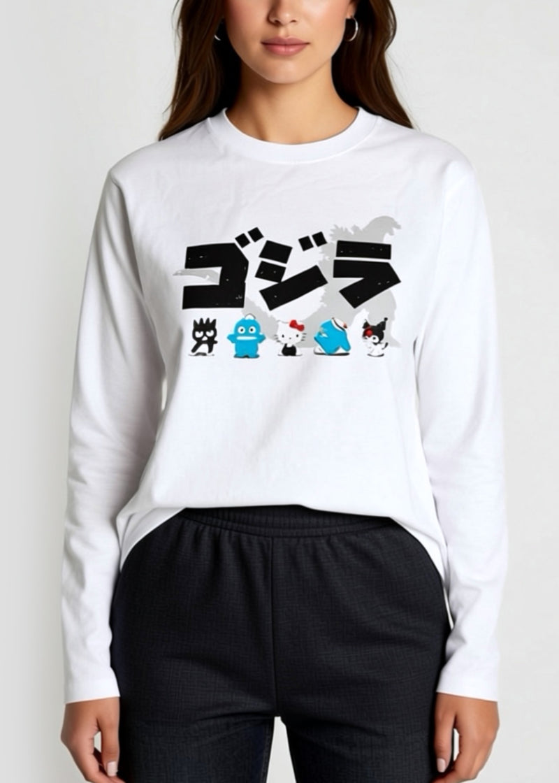 トップス R Sanrio x Godzilla Character White Long Sleeve Tee GZ1243-39 | LASR
