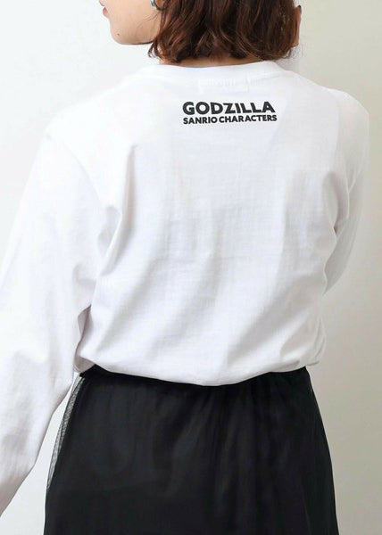 Sanrio x Godzilla Character White Long Sleeve Tee