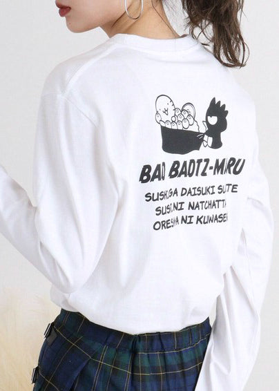Sanrio Badtz Maru Loves Sushi White Long Sleeve Tee
