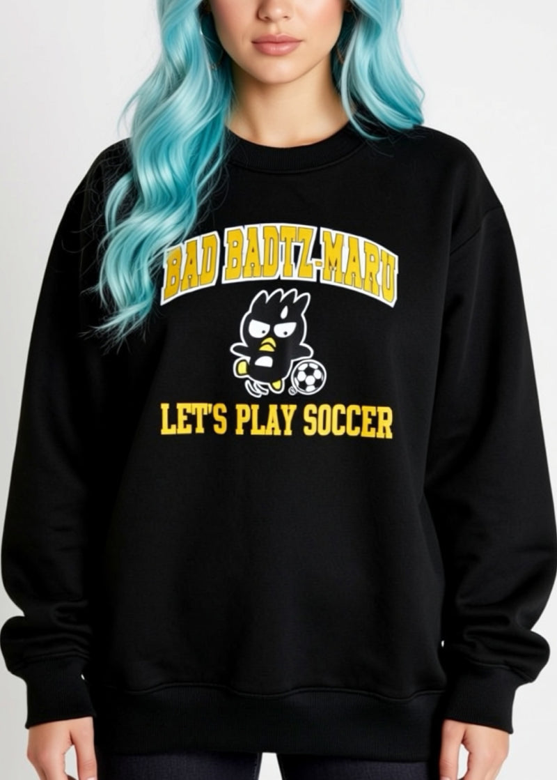 ☆maru☆ Sanrio Badtz Maru Soccer Time Black Pullover XO1344-66 | LASR – LA