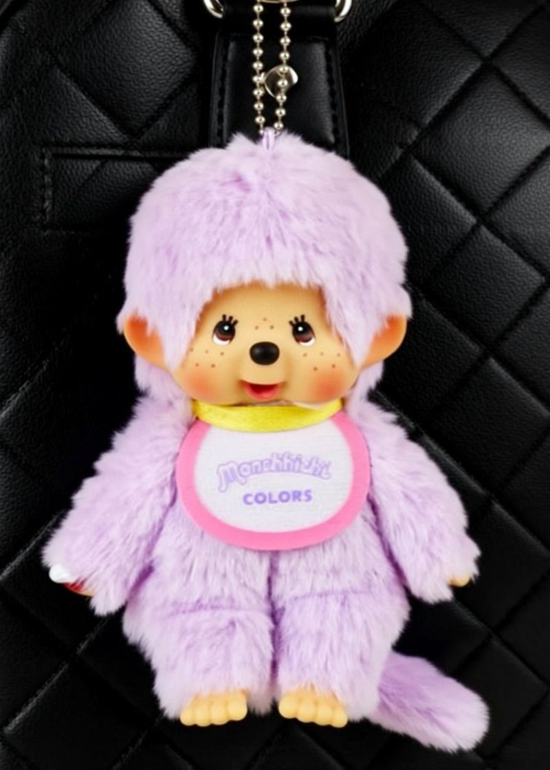 Sekiguchi Monchhichi Colors Neon Purple Plush Mascot Keychain