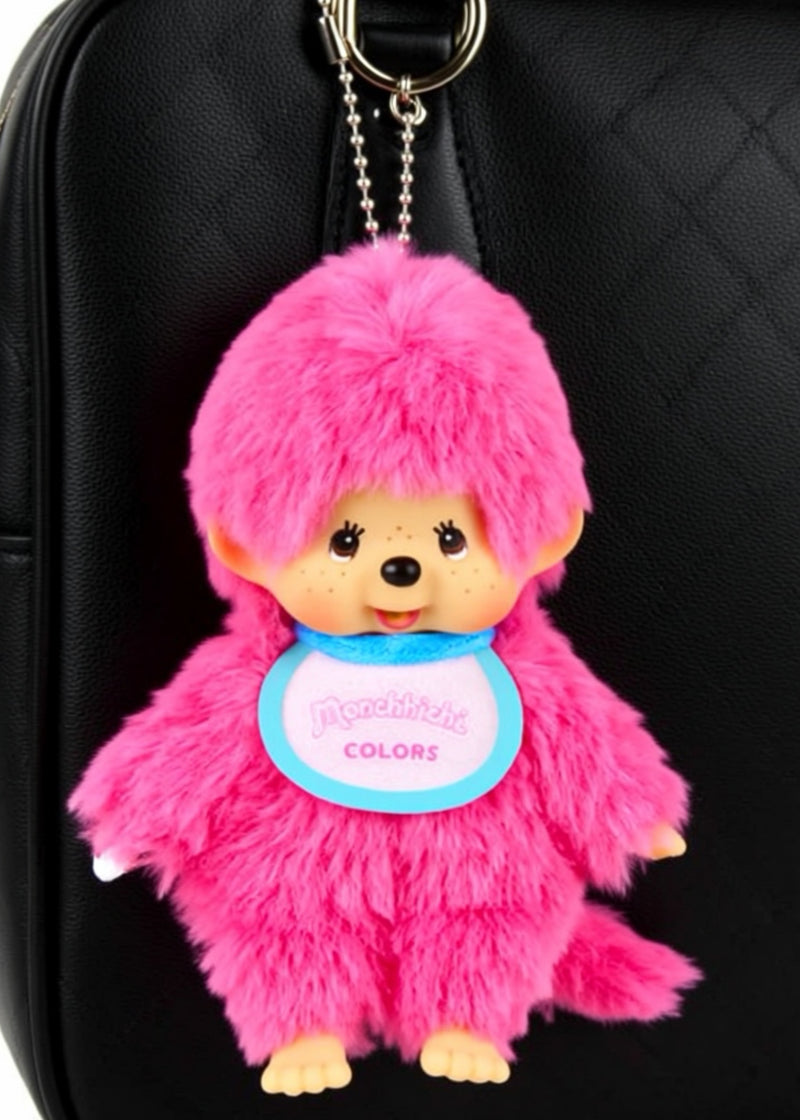 Sekiguchi Monchhichi Colors Neon Pink Plush Mascot Keychain 226979