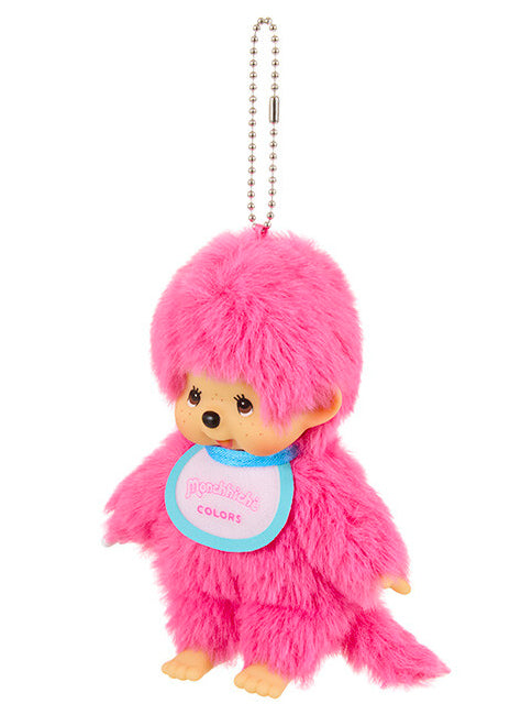 Sekiguchi Monchhichi Colors Neon Pink Plush Mascot Keychain 226979