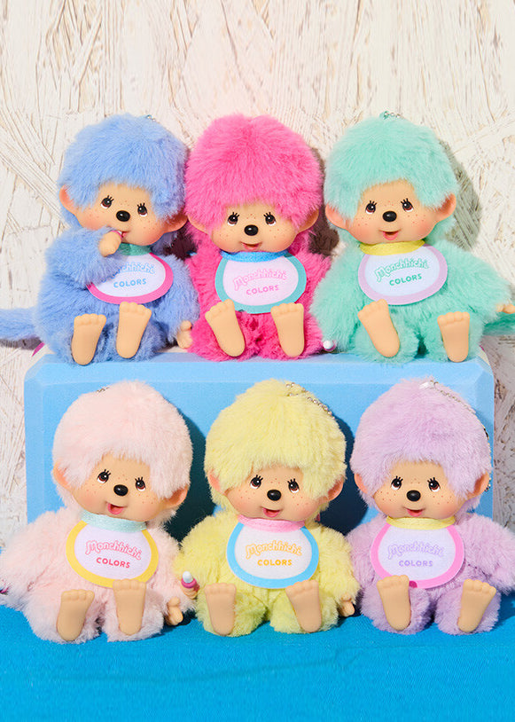 Monchhichi COLORS ぬいぐるみ マスコット 6体セット Sekiguchi Monchhichi Colors Neon Yellow Plush Mascot Keychain