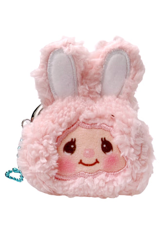 Sekiguchi Monchhichi Chimutan Pink Bunny Face Plush Mini Coin Bag