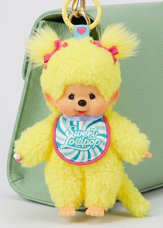 Sekiguchi Monchhichi Sweet Lollipop Yellow Plush Mascot Keychain
