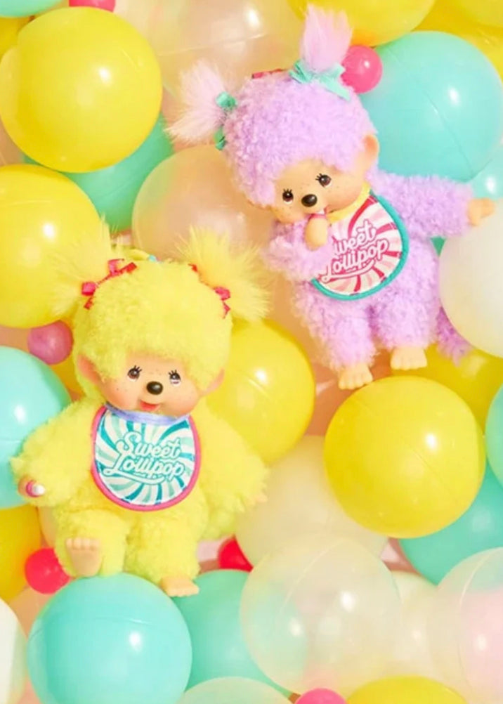 Sekiguchi Monchhichi Sweet Lollipop Yellow Plush Mascot Keychain