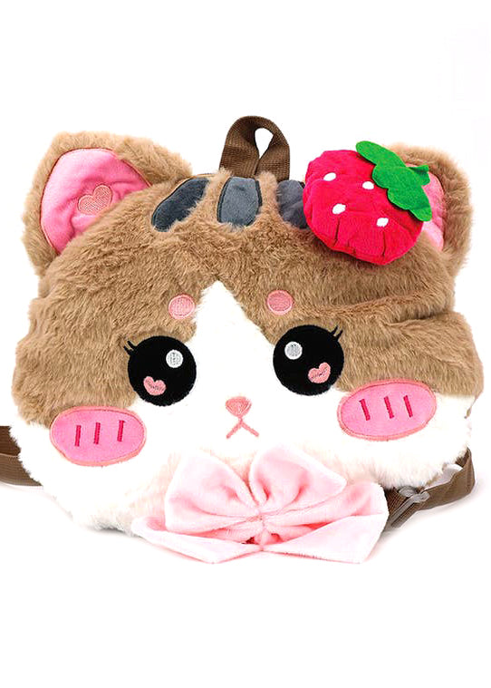 Kawaii Strawberry Kitty Plush Backpack