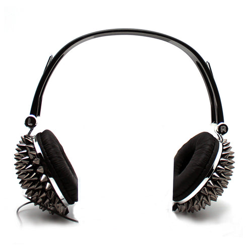 Spiked Stereo Headphones in Gunmetal