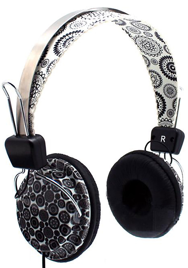 Black Paisley Stereo Headphones