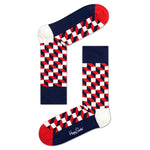 Happy Socks Filled Optic Socks in Navy/Red/White
