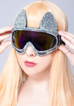 Glam Cat Rhinestone Rave Goggle