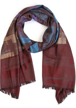 7 LUXE Color Block Scarf in Wine