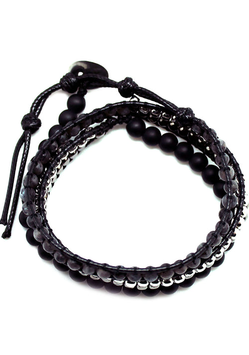 7 LUXE X Katie Soleil Multi Beaded Wrap Bracelet in Black