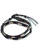 7 LUXE X Katie Soleil Double Wrap Beaded Bracelet in Black/Multi