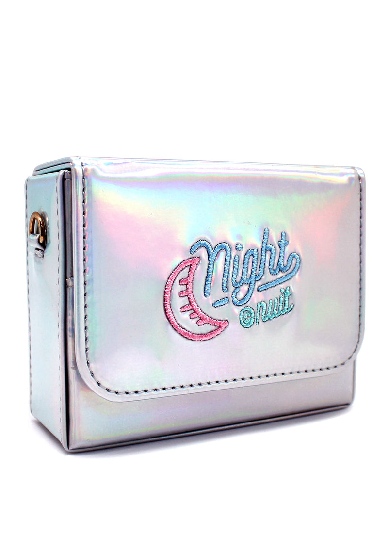 7 LUXE Night Out Crossbody Bag in Holographic Silver