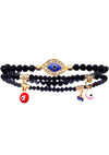 7 LUXE Crystal Evil Eye Beaded Bracelet Set in Black