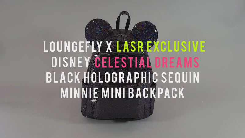 Disney Celestial Dreams Black Holographic Sequin Minnie Mini Backpack