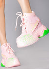 DATE 01 Techno Heartbeat Pink Platform Sneakers