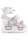 MULBERRY 03A Hyperspace Hologram Silver Platform Sandals