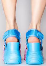 PEACH 08 Ocean Dreamer Blue Pink Platform Sandals