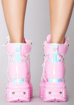 X LASR Exclusive Mangosteen 05 Electro Shock Pink Platform Sneakers
