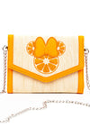 Disney Minnie Bow Orange Straw Pouch Crossbody Bag