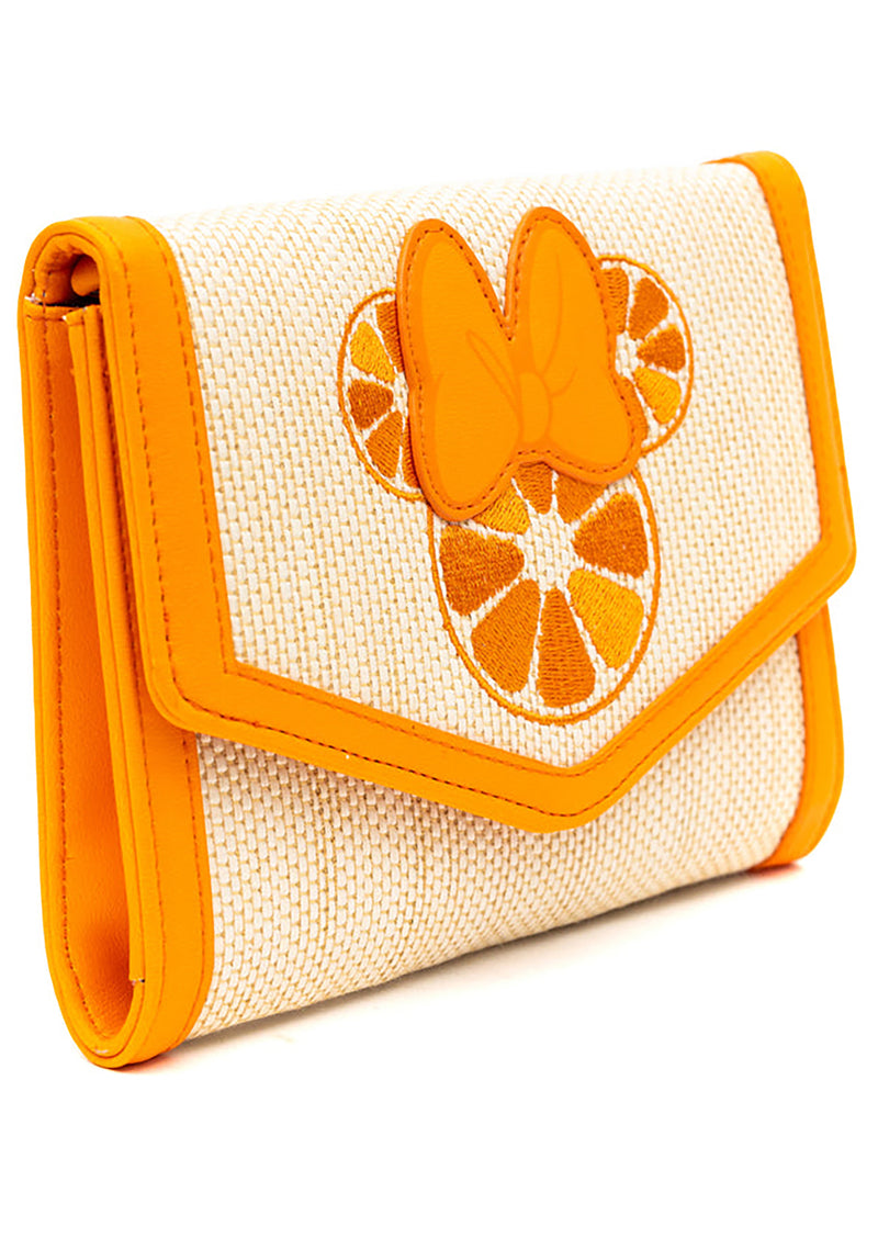 Disney Minnie Bow Orange Straw Pouch Crossbody Bag